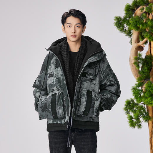 HX 冬季短款带帽羽绒服新国标90白鸭绒宽松/Z100340016101/02 商品图0