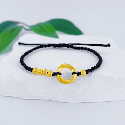 【限时7.5折】【定价黄金】足金 #莫比乌斯 #小红书 3D硬金圆珠莫比乌斯环黑绳调节成品手串(AA3DSC00256-2)（预售产品下单后不退款不退货不换货不补差价） 商品图1