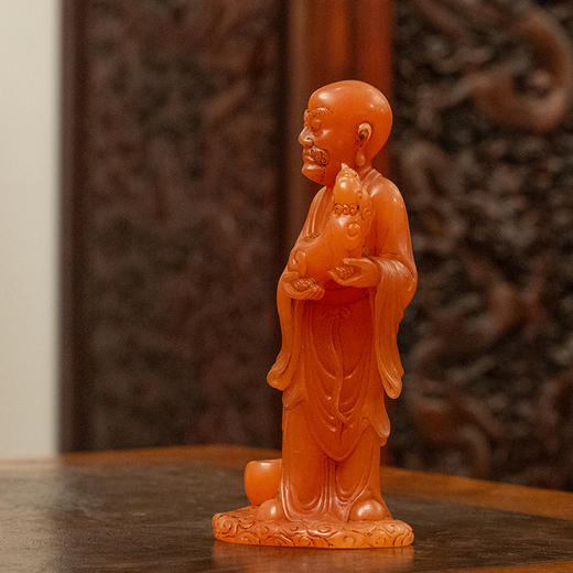 清 红善伯洞石雕戏狮罗汉像 商品图1