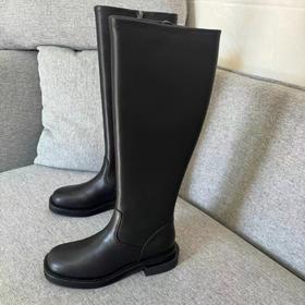 【à perles】修饰腿型！小牛皮侧拉链长筒靴【偏大半码，现货】