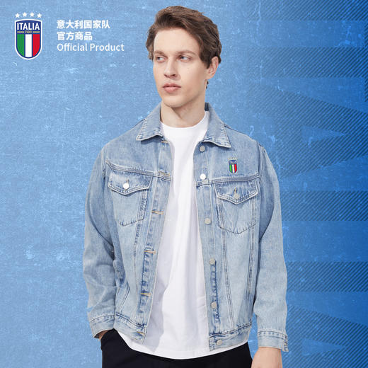 意大利国家队官方商品丨新款浅蓝牛仔外套宽松夹克简约款休闲球迷 商品图0