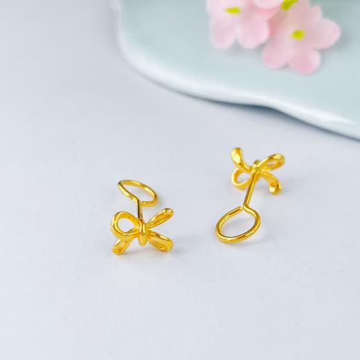 【限时克减150元】足金999 (足金999字印)5G黄金镂空蝴蝶结耳钉(5GES00367)（预售产品下单后不退款不退货不换货不补差（预售产品下单后不退款不退货不换货不补差 商品图1
