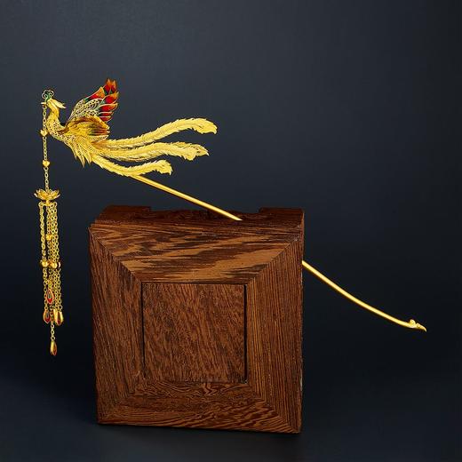 【限时克减150元】足金999 #婚庆 古法花丝珐琅凤凰于飞流苏发簪凤簪婚嫁头饰金步摇凤钗(钗约2.2mm实心)(YGFTS00003)（预售产品下单后不退款不退货不换货不补差价） 商品图0