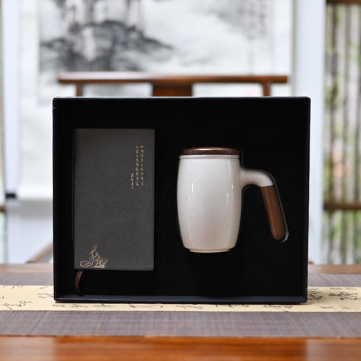 羽诗制造出品 书香致远套装笔记本白瓷杯文创礼盒 商品图4