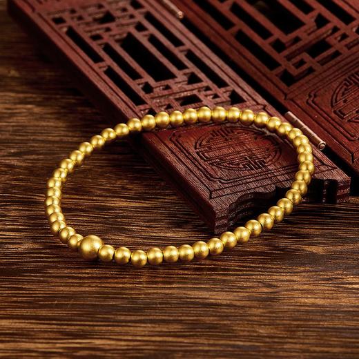 足金999.9 #小红书 古法传承黄金足金小圆珠手串(大珠4.5-5mm，小珠3.5-4mm)（周长约16cm）(GFSCW00006)补差价）预售产品下单后不退款不退货不换货不补差价 商品图2
