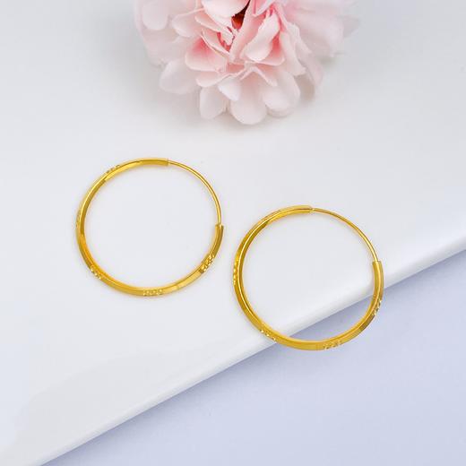 【限时7.5折】【定价黄金】足金999 (足金999字印)5G黄金镜面金耳圈(5GES00690)（预售产品下单后不退款不退货不换货不补差价）（预售产品下单后不退款不退货不换货不补差价） 商品图1