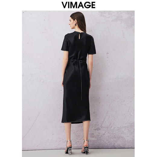 VIMAGE纬漫纪夏季新款时尚纯色气质收腰显瘦法式优雅连衣裙V2107707 商品图4