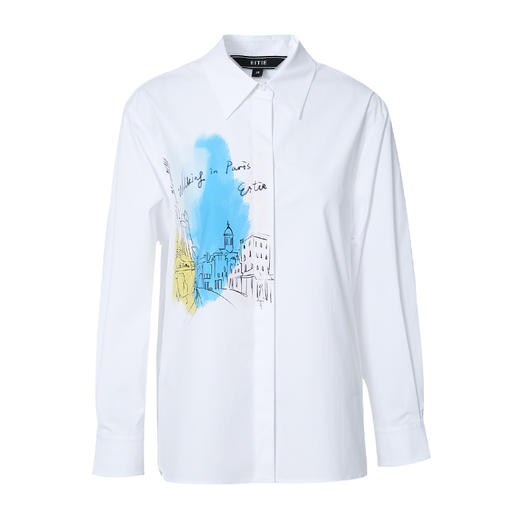 EITIE爱特爱春季新款时尚气质印花衬衫女上衣7309007 商品图5