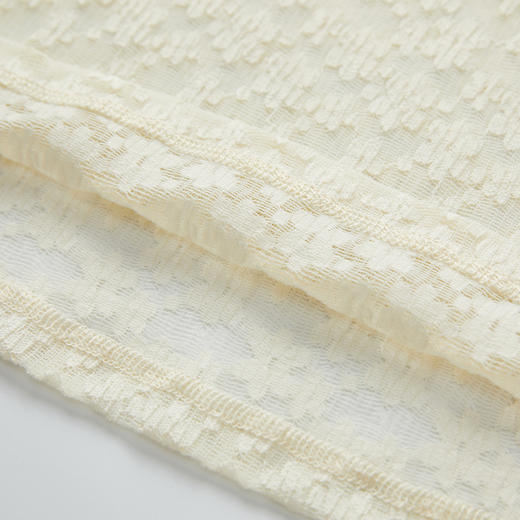 谜底修身T恤长袖女2024春新款时尚气质提花透视叠穿上衣241MT0052 商品图3