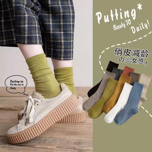 （需下单10双）【YW】无忧购（35元10双）韩版百搭ins潮日系复古堆堆袜中筒袜8006（截单后7天发货) 商品图0
