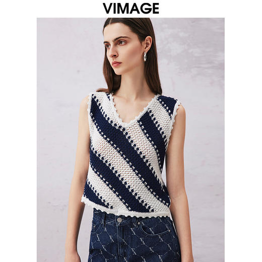 VIMAGE纬漫纪夏季新款显瘦休闲无袖针织衫V2101711 商品图2