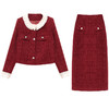 QYMXQD-19A905-L 2024年春款洋气小香风短款外套通勤时尚长款裙子时髦红色两件套裙 商品缩略图4