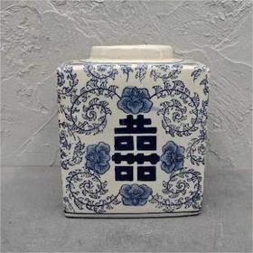 瓶器 |双喜临门青花瓷花瓶（方形）【4个一件   包邮 厂家直发】