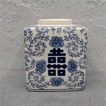 瓶器 |双喜临门青花瓷花瓶（方形）【4个一件   包邮 厂家直发】 商品图0