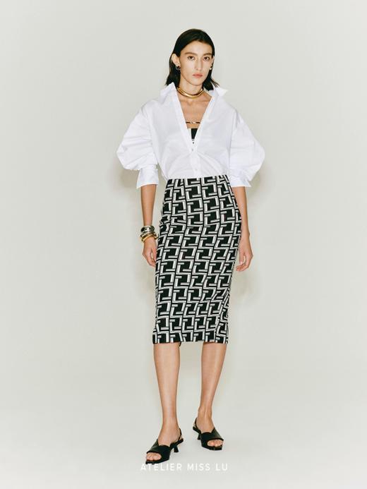 【回音】品牌定制字母印花铅笔半裙 商品图0