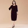 百搭显瘦，通勤七分袖中长款真丝植绒大码连衣裙HR-JILIYA2337 商品缩略图2