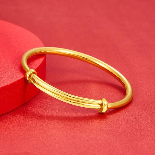 【限时克减150元】足金999.9 (面宽约4.2-4.6mm)空心手镯光面推拉手镯光圈推拉手镯素圈推拉手镯圆管推拉手镯(HWSZ00001-01)（预售产品下单后不退款不退货不换货不补差价） 商品图1