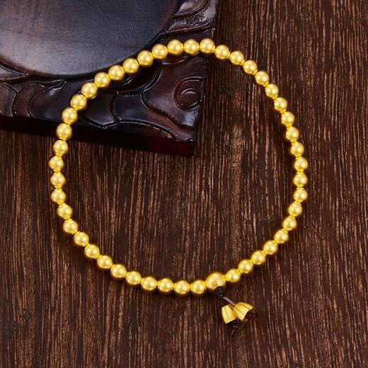 【限时克减150元】足金999.9 古法莲蓬圆珠(大珠约4.6mm，小珠约3.5mm)手串（周长约16-17cm）(GFSCW00010)补差价）预售产品下单后不退款不退货不换货不补差价 商品图1