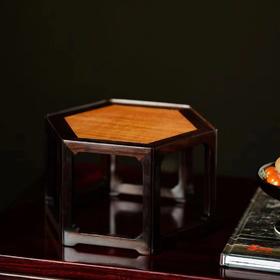 紫光檀镶缅花°六角器座