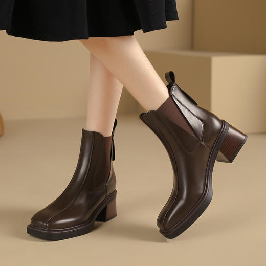 品质好货 | Safiya/索菲娅2023秋冬季新款百搭复古加绒瘦瘦切尔西弹力靴 SF34118781 商品图7