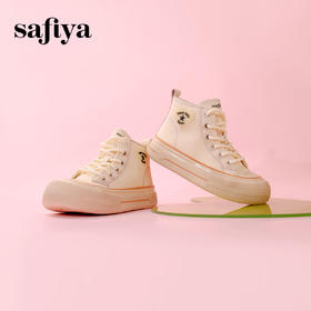 超值精选 | Safiya/索菲娅春夏圆头系带百搭高帮透气休闲帆布板鞋 SF33912381
