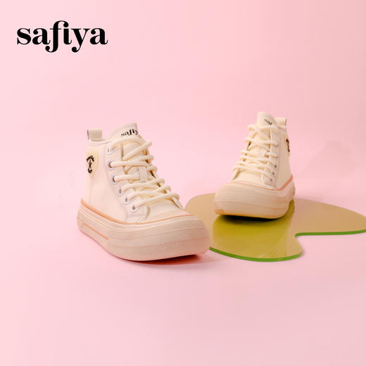 超值精选 | Safiya/索菲娅春夏圆头系带百搭高帮透气休闲帆布板鞋 SF33912381 商品图3