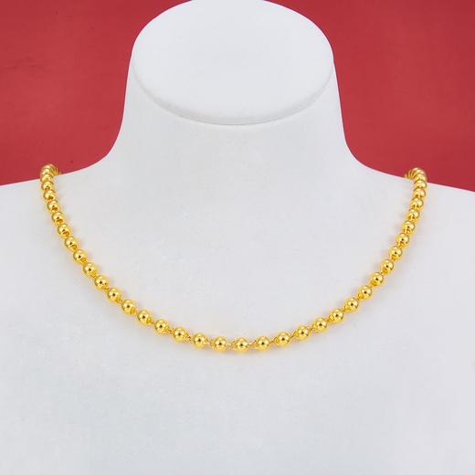 【限时克减150元】足金999.9 光珠链纯光珠(约4.1-4.5mm)纯圆珠项链佛珠项链(XL00003-03)预售产品下单后不退款不退货不换货不补差价 商品图1