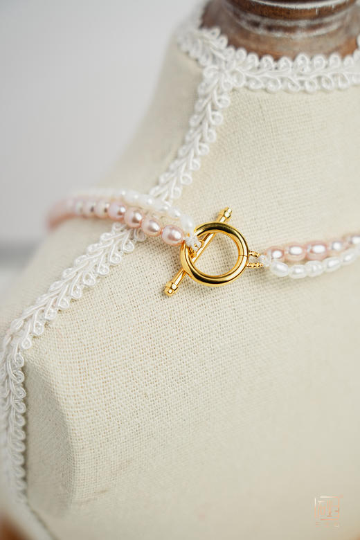 天然粉白米珠双层设计多用链 商品图5