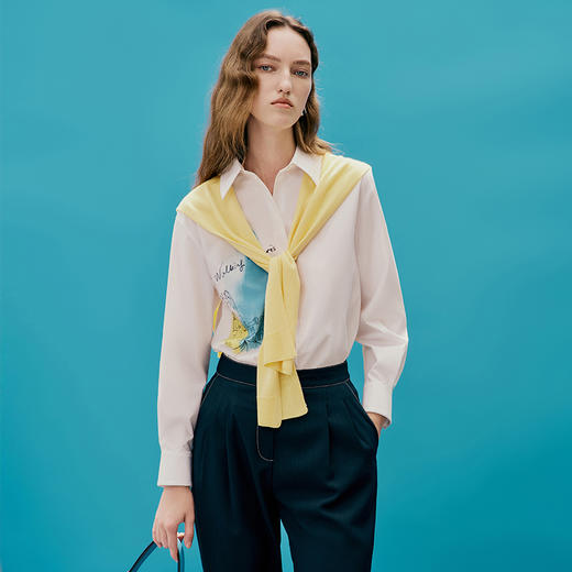 EITIE爱特爱春季新款时尚气质印花衬衫女上衣7309007 商品图3