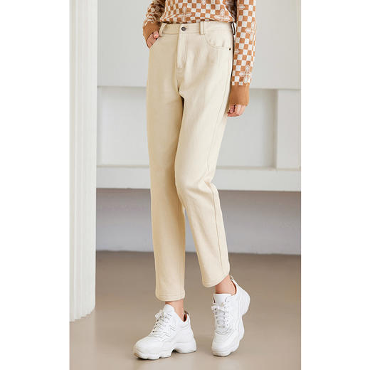 乔万尼新品牛仔裤奶油白减龄百搭休闲裤ET4F811 商品图2