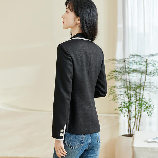 剩S/XL 米思阳2026春季新款休闲时尚拼接西装一粒扣宽松弹力外套女士0077 商品图5