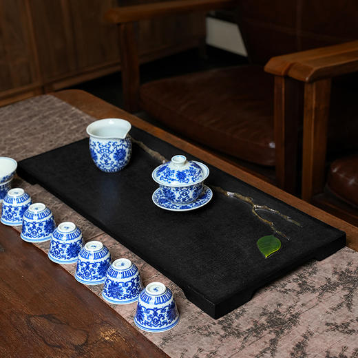 陆羽独秀茶盘高端乌金石湿泡茶台家用新中式轻奢茶具托盘石茶台 商品图7
