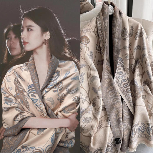 秋冬季新款【仿羊绒围巾女 韩版加厚防寒】保暖外搭 大披肩围脖 商品图0
