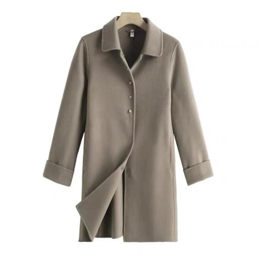 D6186        法式气质减龄休闲百搭中长款双面羊绒大衣外套 商品图1