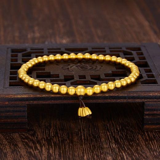 【限时克减150元】足金999.9 古法莲蓬圆珠(大珠约4.6mm，小珠约3.5mm)手串（周长约16-17cm）(GFSCW00010)补差价）预售产品下单后不退款不退货不换货不补差价 商品图0