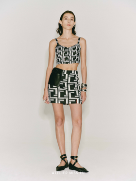 【微醺夜】品牌定制字母印花吊带短上衣