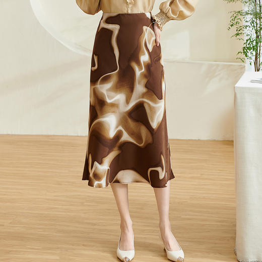 剩S 米思阳2026春季新款复古优雅印花半身裙高腰修身美拉德裙子女0366 商品图1