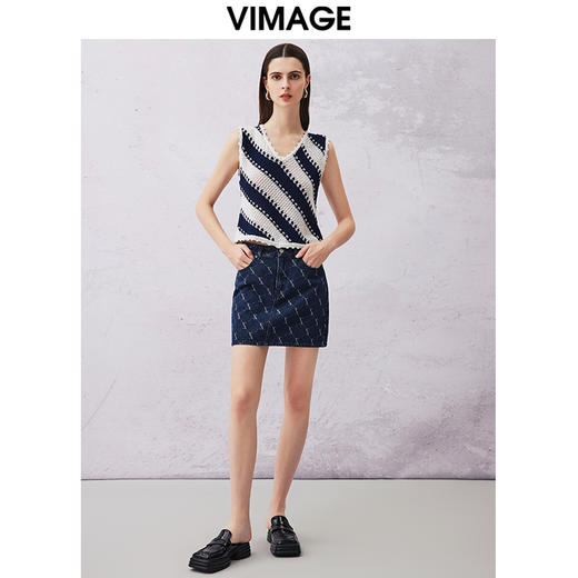 VIMAGE纬漫纪夏季新款显瘦休闲无袖针织衫V2101711 商品图1