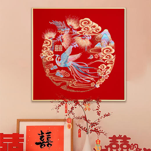 多喜爱婚庆刺绣装饰画  喜嫁装饰系列 喜结同心cs 商品图1