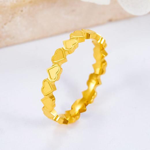 【限时克减150元】足金999 5G黄金镜面拼接爱心戒指实心固口女戒(AG5GJZ00079)（预售产品下单后不退款不退货不换货不补差（预售产品下单后不退款不退货不换货不补差 商品图1