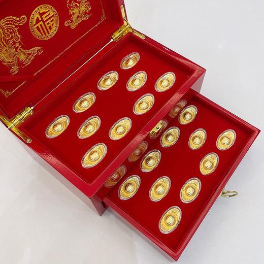【限时克减150元】足金#婚庆 黄金万两金元宝二十枚装摆件礼盒婚庆礼盒陪嫁嫁妆订婚聘礼摆件礼盒(ATBJ00025)（预售产品下单后不退款不退货不换货不补差价） 商品图3