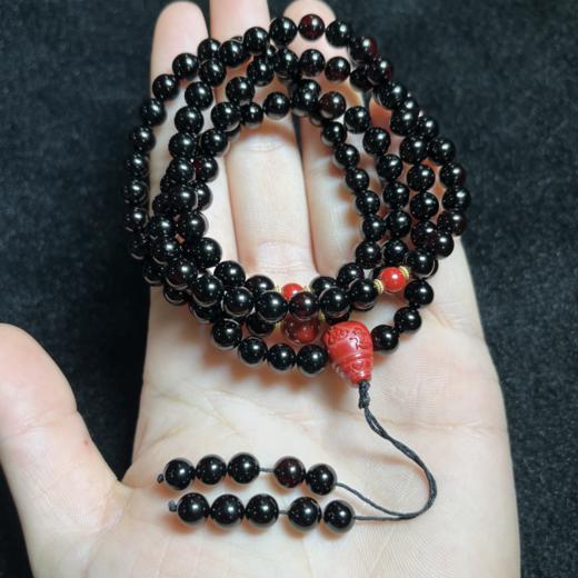 琥珀项链-血翳珀朱砂三通流苏圆珠 商品图0