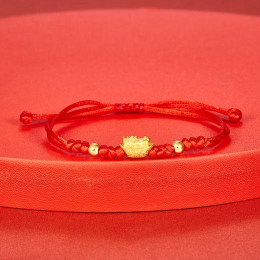 【限时7.5折】【定价黄金】足金 #儿童/宝宝 3D硬金貔貅元宝双珠幸运红绳可调节成品手串（宝宝、大人都可戴）(AA3DSC00004)（预售产品下单后不退款不退货不换货不补差价） 商品图1