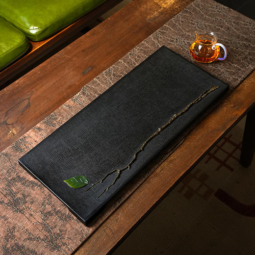 陆羽独秀茶盘高端乌金石湿泡茶台家用新中式轻奢茶具托盘石茶台 商品图3