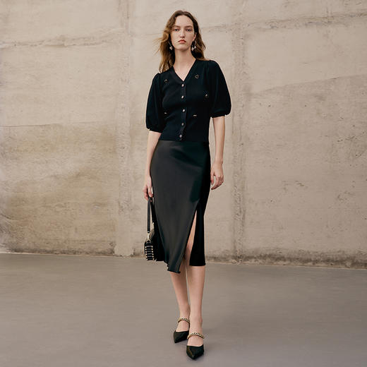 EITIE爱特爱春季新款时尚百搭五分袖针织衫女上衣7301012 商品图4