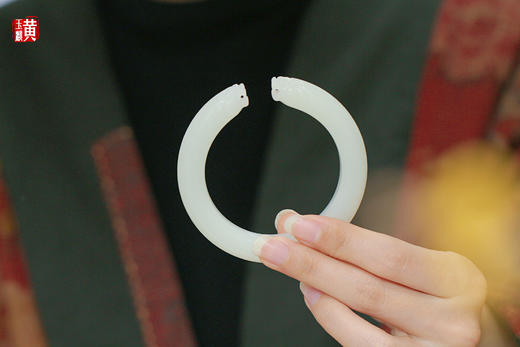 和田羊脂白玉双龙手镯   圈口：55.5mm 商品图1