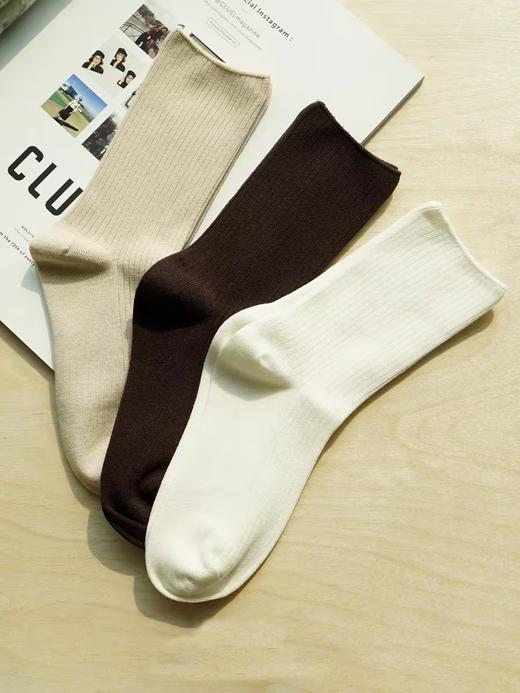 步履不停/3D79005C/三色羊毛真丝坑条中筒袜 商品图0