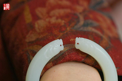 和田羊脂白玉双龙手镯   圈口：55.5mm 商品图2