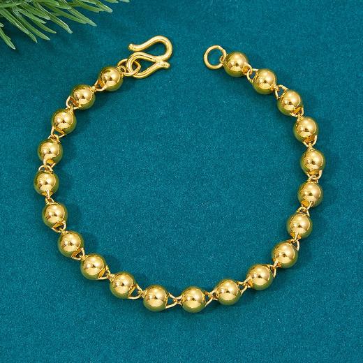 【限时克减150元】足金999.9 纯光珠链圆珠佛珠简约手链(珠5.6-6mm)光珠手链佛珠手链(SL00001-01)（预售产品下单后不退款不退货不换货不补差价） 商品图0