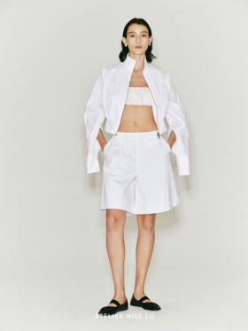 【棉花糖】褶皱立裁设计拉链衬衫夹克